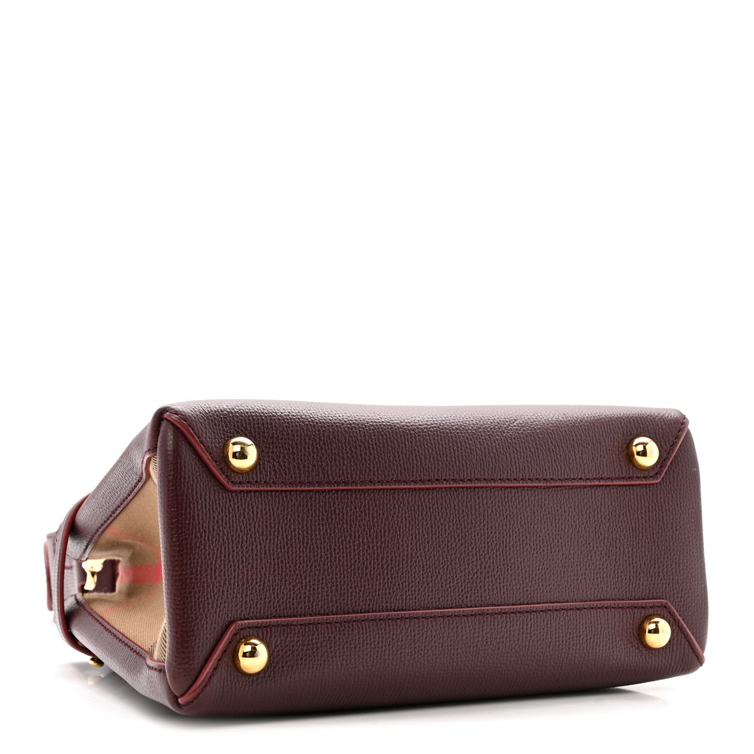 Burberry Grainy Calfskin House Check Small Banner Tote Mahogany Red 4 of 11
