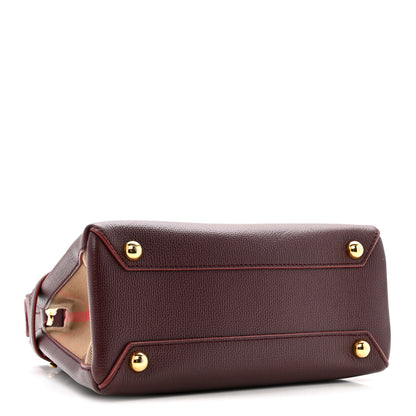 Burberry Grainy Calfskin House Check Small Banner Tote Mahogany Red 4 of 11