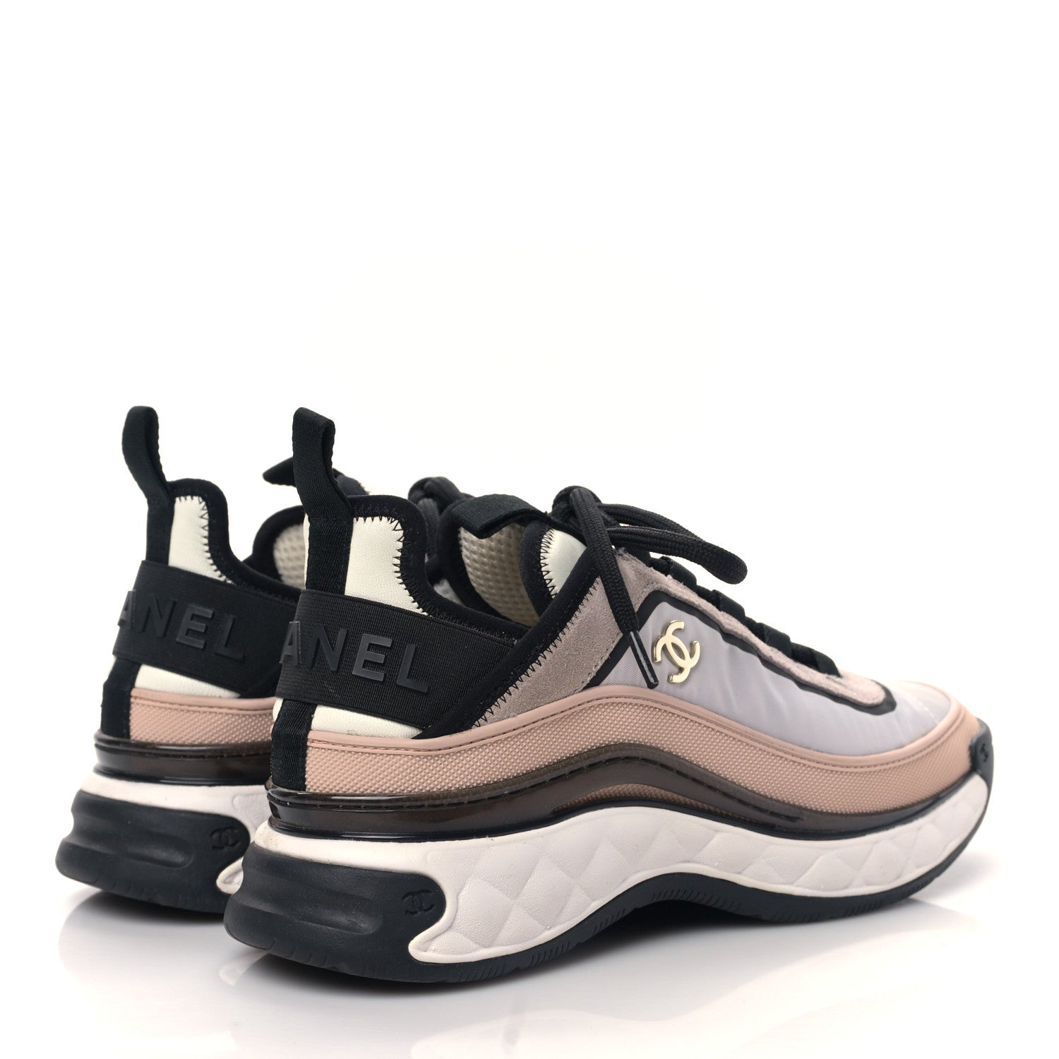 Chanel Suede Calfskin Mixed Fibers CC Sneakers 37 Pink Grey 4 of 9