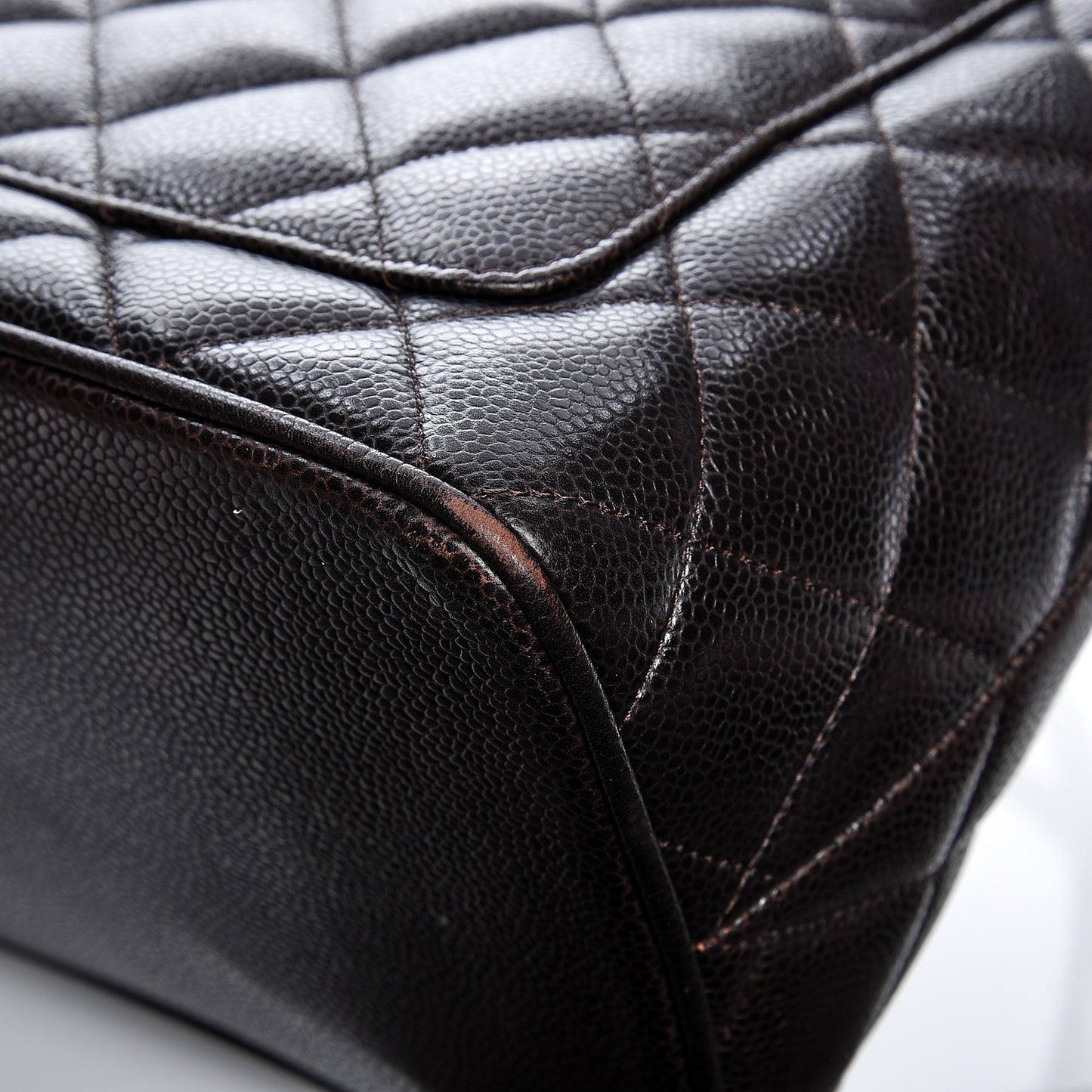 Caviar Quilted Medallion Tote Dark Brown