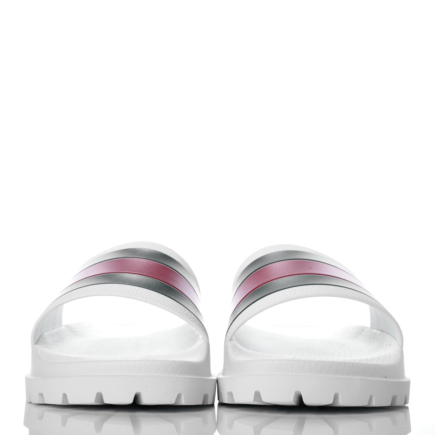 Gucci Rubber Web Mens Lug Sole Slide Sandals 6 Great White Green Red 2 of 8