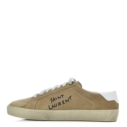 Saint Laurent Distressed Suede Womens Court Classic Sneakers 38 Desert 1 of 22