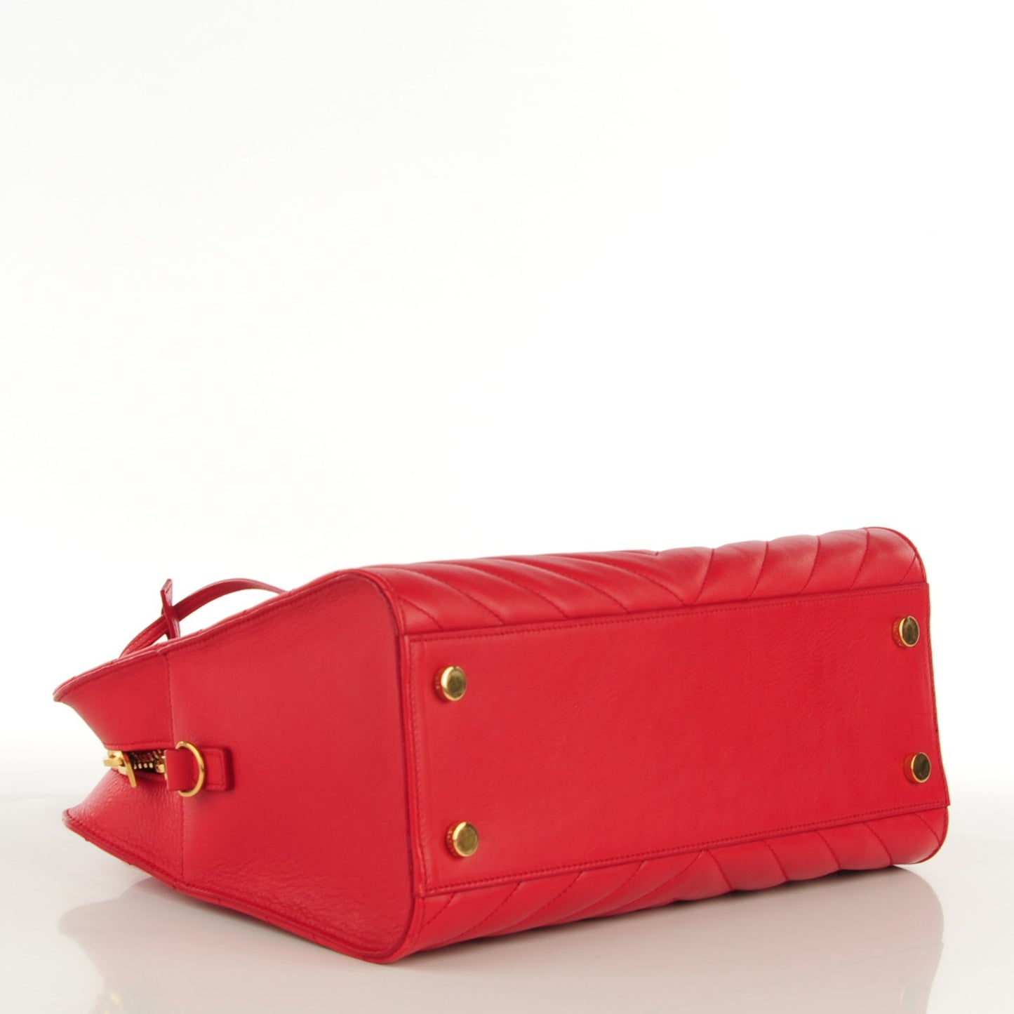 Calfskin Matelasse Chevron Small Monogram Cabas Lipstick Red