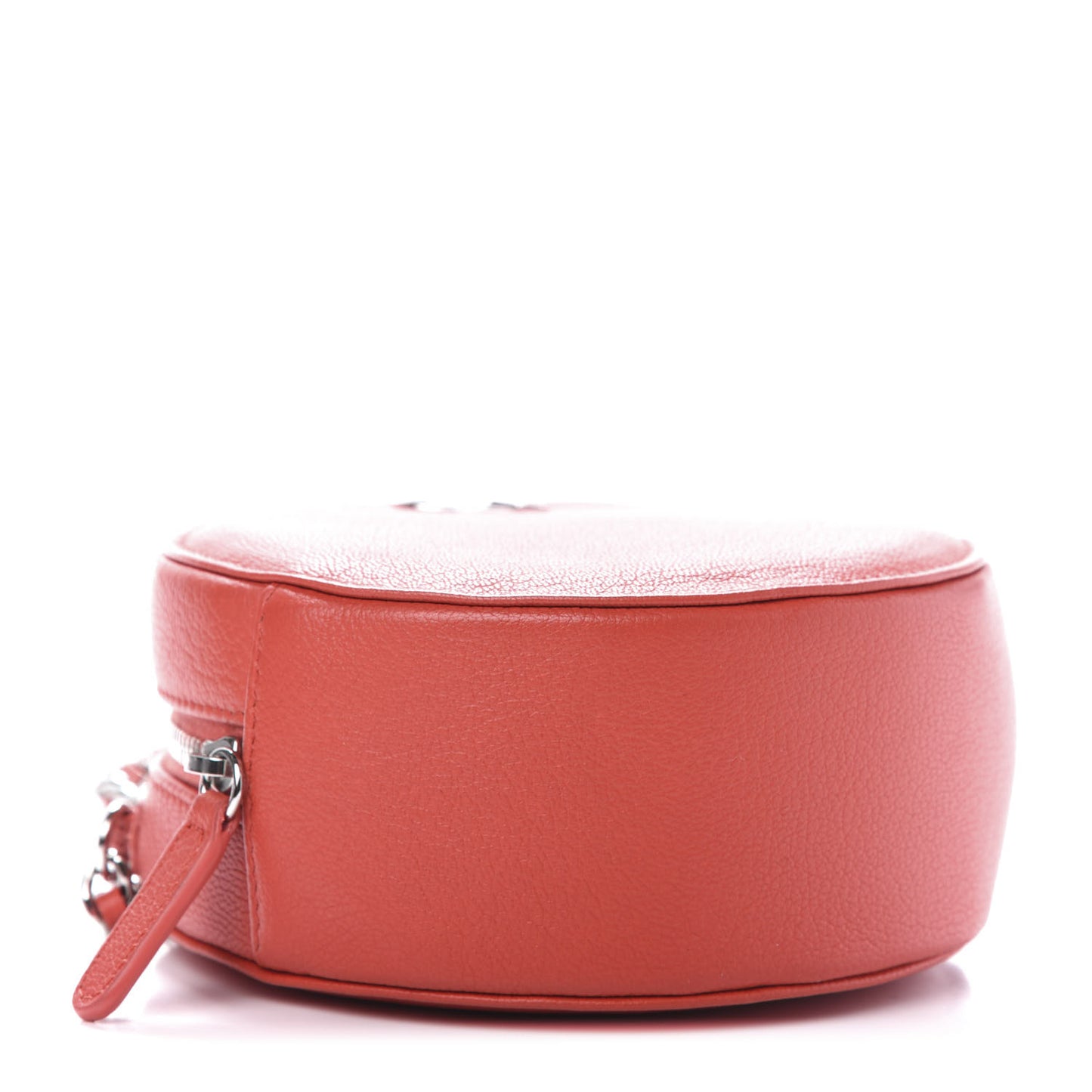 Goatskin Round Clutch With Chain Red