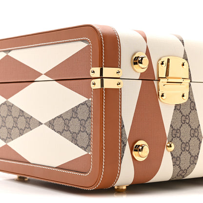 Gucci GG Supreme Monogram Boarded Dyana Calfskin Rhombus Print Savoy Medium Rigid Suitcase Beige Ebony Mystic White Hazel Brown 7 of 13