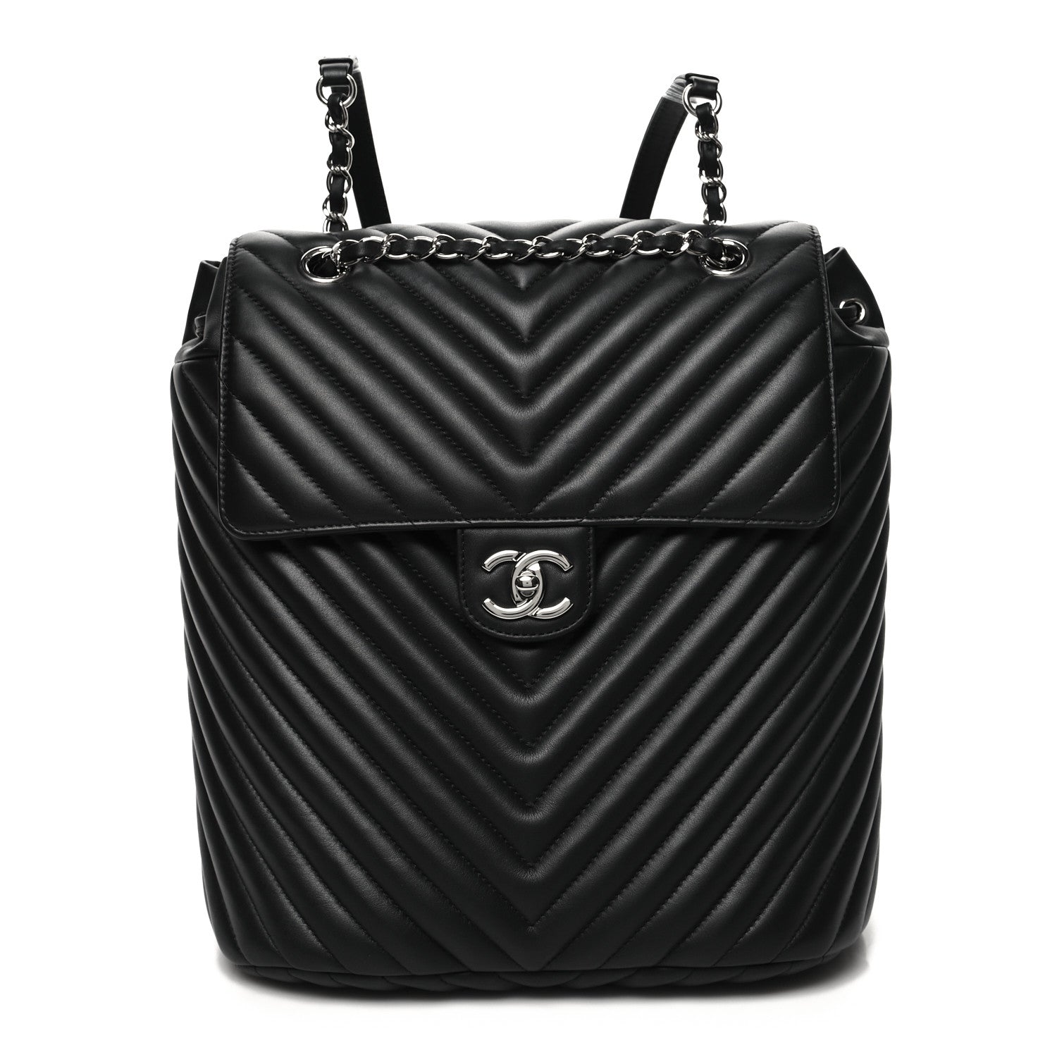 Chanel Calfskin Chevron Quilted Large Urban Spirit Backpack Black 1 of 10