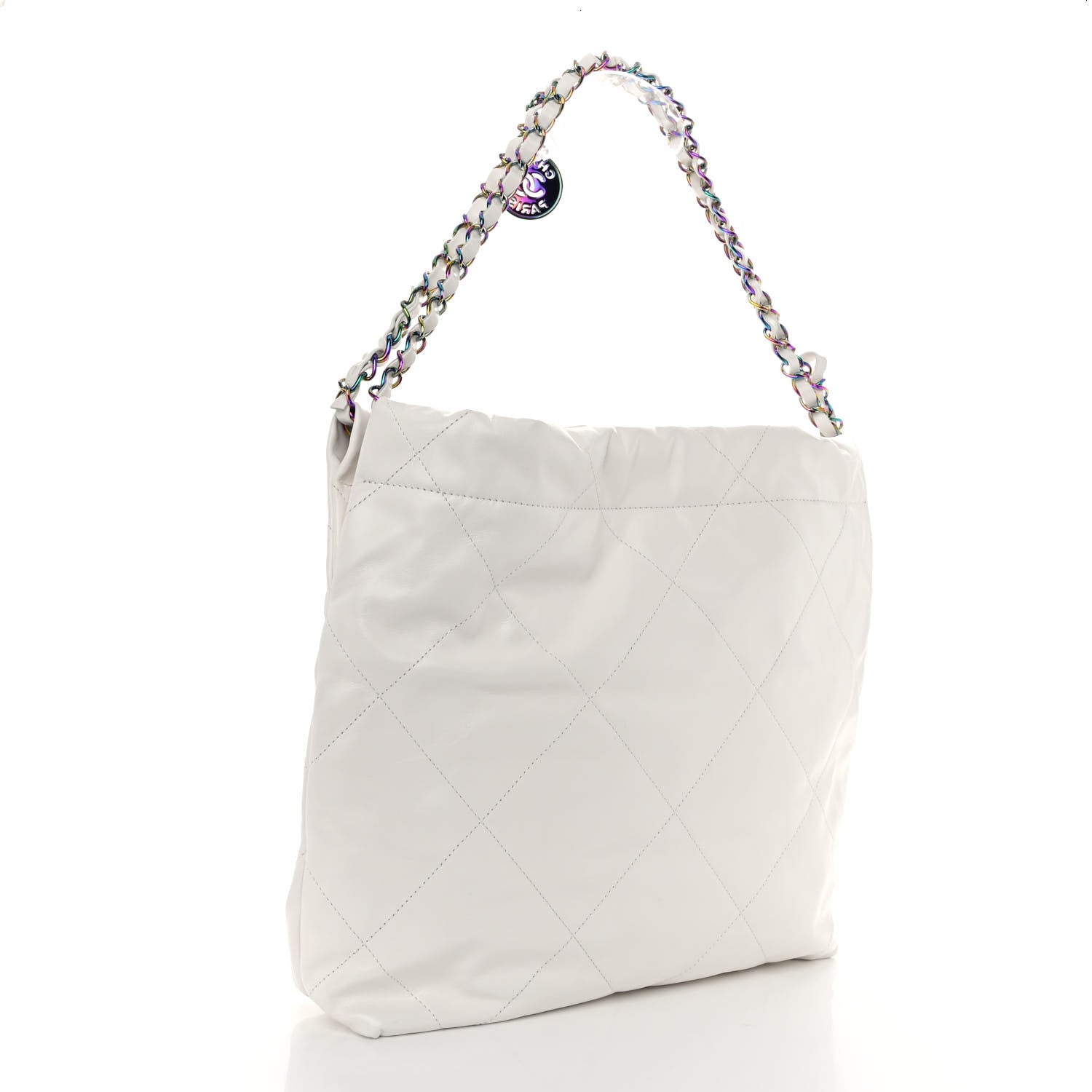 Chanel Shiny Calfskin Quilted Small Rainbow Chanel 22 White 4 of 11