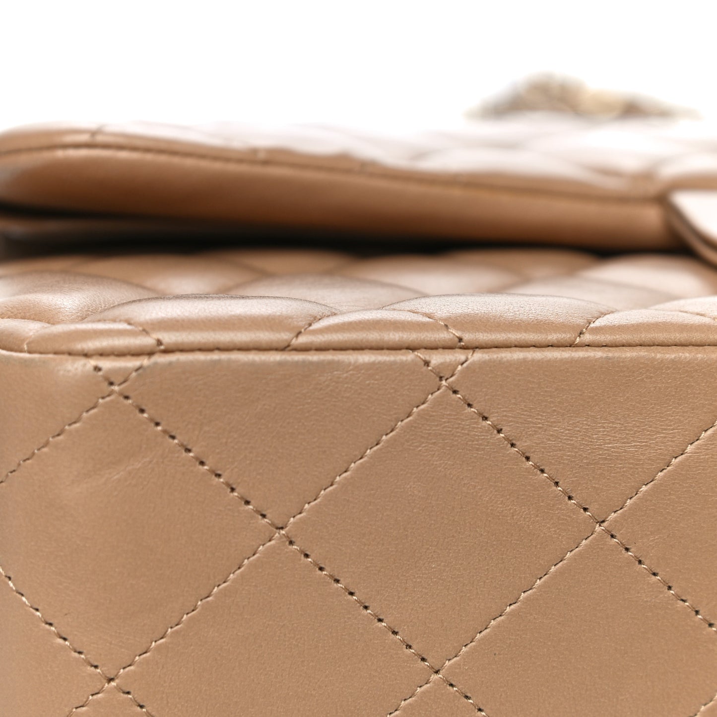 Lambskin Quilted Jumbo Double Flap Dark Beige