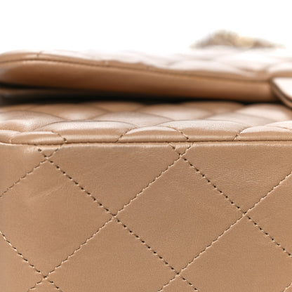 Chanel Lambskin Quilted Jumbo Double Flap Dark Beige 24 of 31