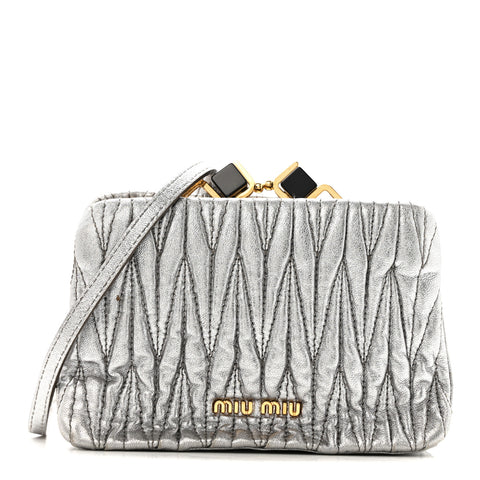 Metallic Matelasse Lux Mini Crossbody Tote Cromo