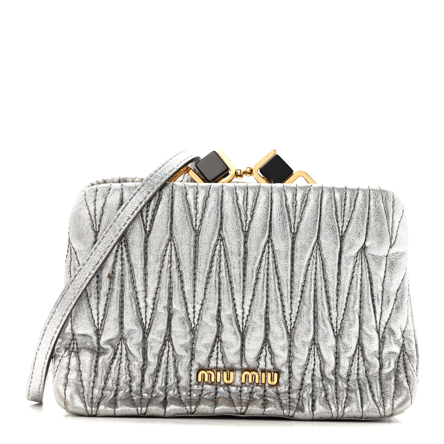 Miu Miu Metallic Matelasse Lux Mini Crossbody Tote Cromo 1 of 14