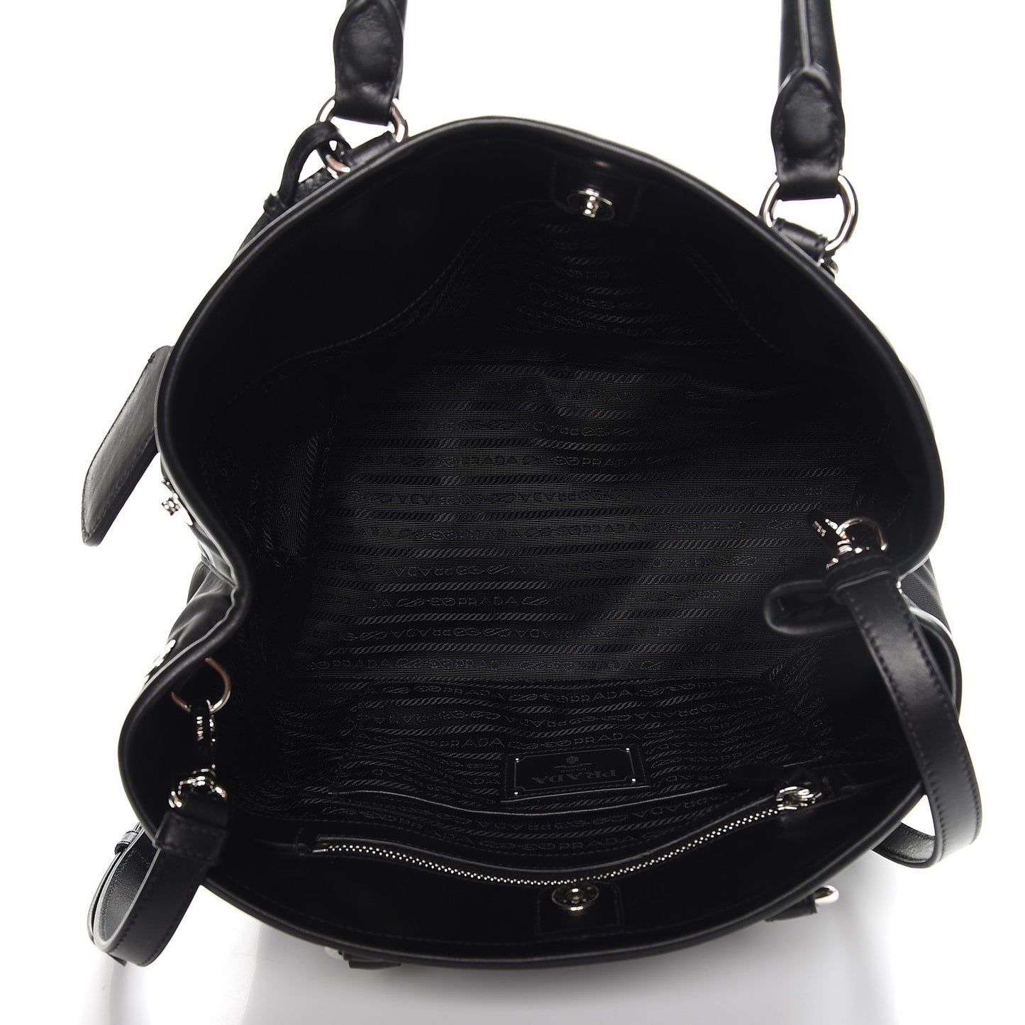 Nylon Tessuto Soft Calf Tote Nero Black