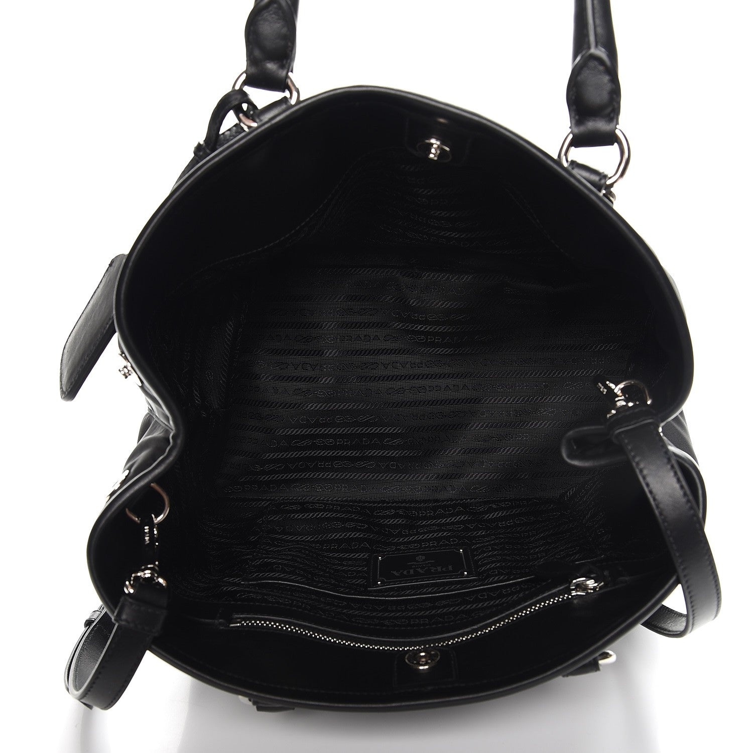 Prada Nylon Tessuto Soft Calf Tote Nero Black 6 of 8