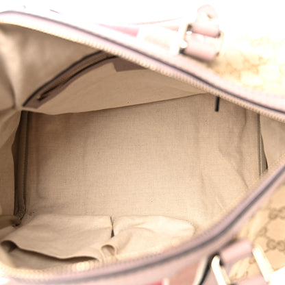 Gucci Monogram Selleria Calfskin Vintage Web Medium Boston New Sand Lilas 5 of 20