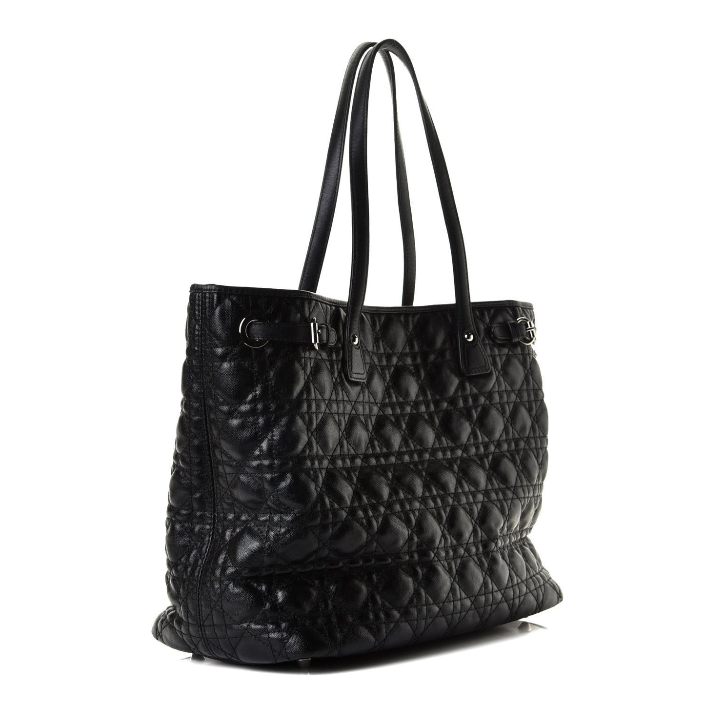 Coated Canvas Cannage Medium Panarea Tote Black