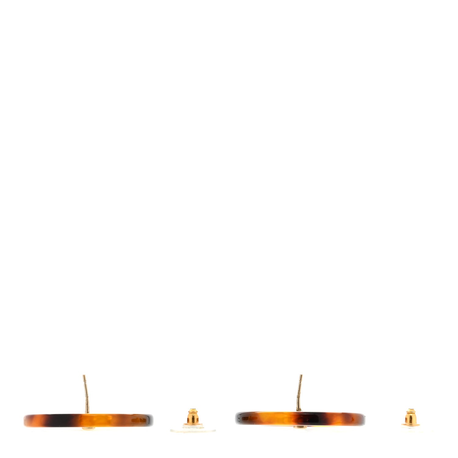 Chanel Resin CC Earrings Tortoise Gold 3 of 4