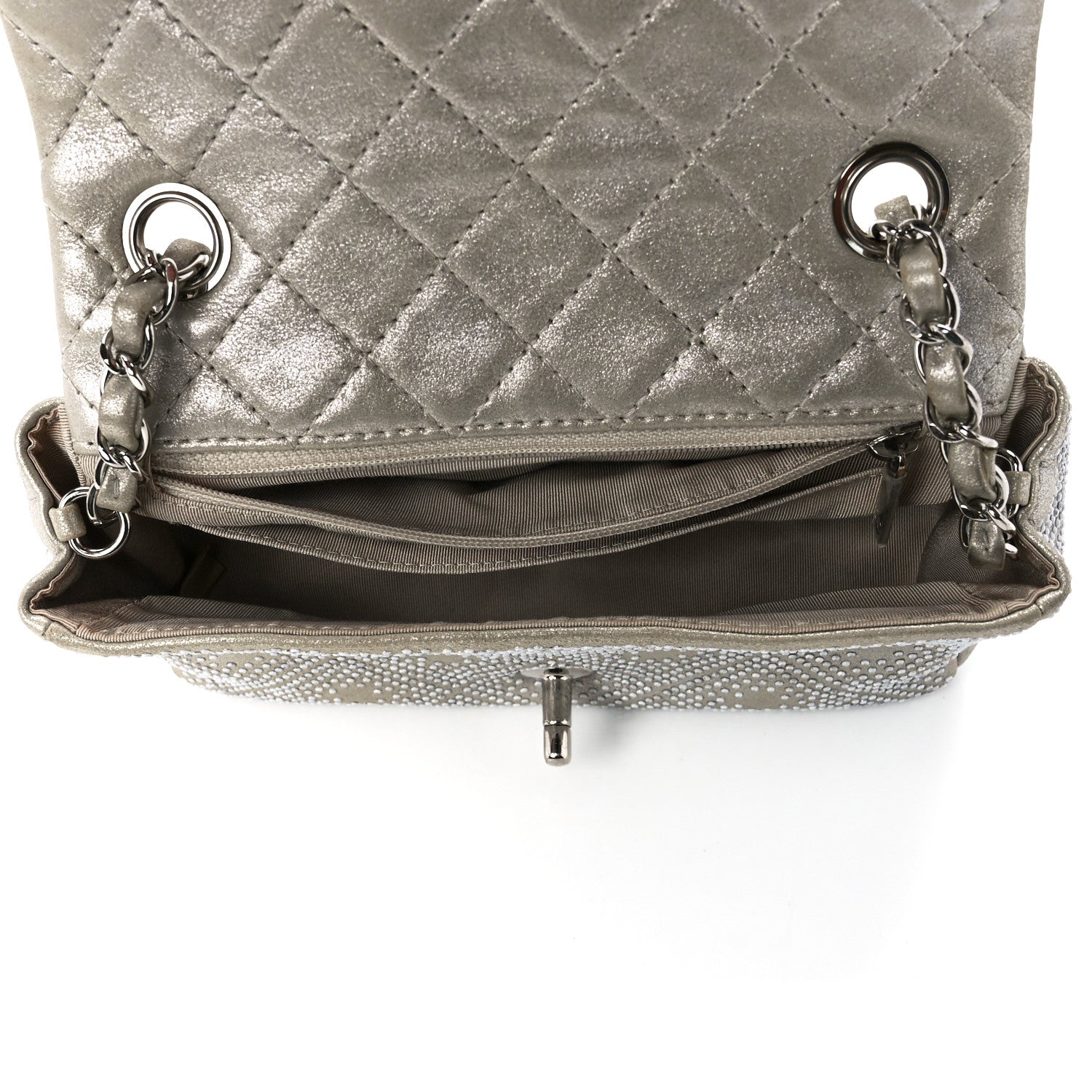 Chanel Iridescent Calfskin Studded Mini Flap Silver 5 of 12