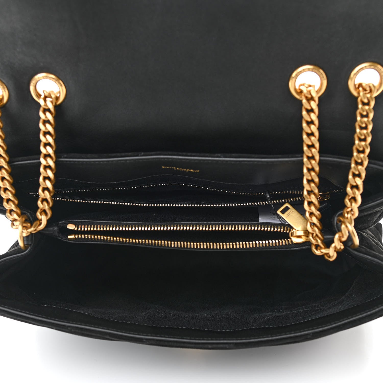 Saint Laurent Suede Y Quilted Monogram Medium Loulou Chain Satchel Black 5 of 9