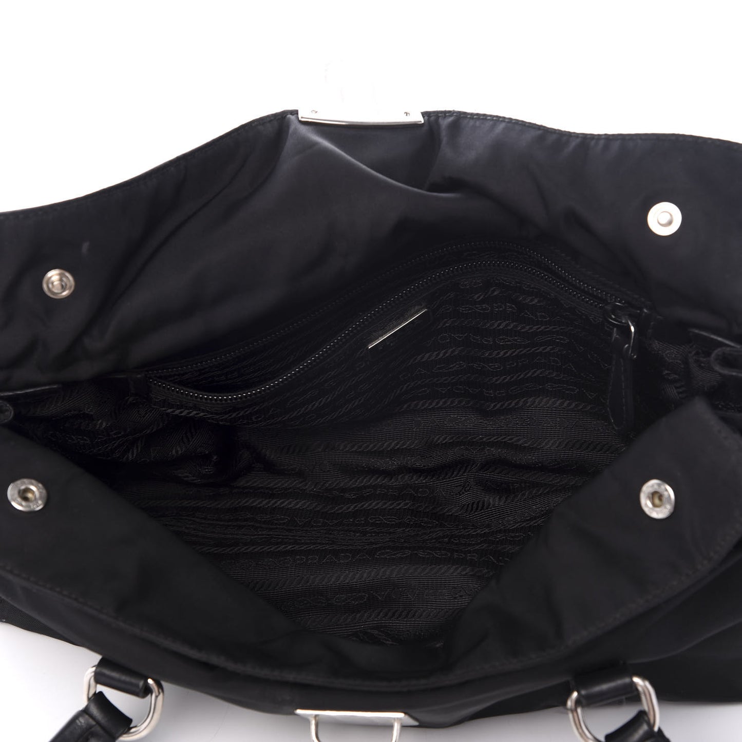 Tessuto Nylon Vitello Foldover Pushlock Satchel Black