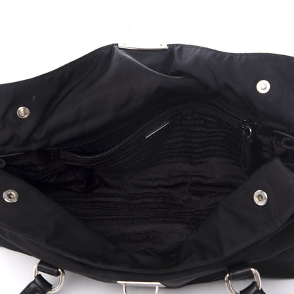 Prada Tessuto Nylon Vitello Foldover Pushlock Satchel Black 4 of 9