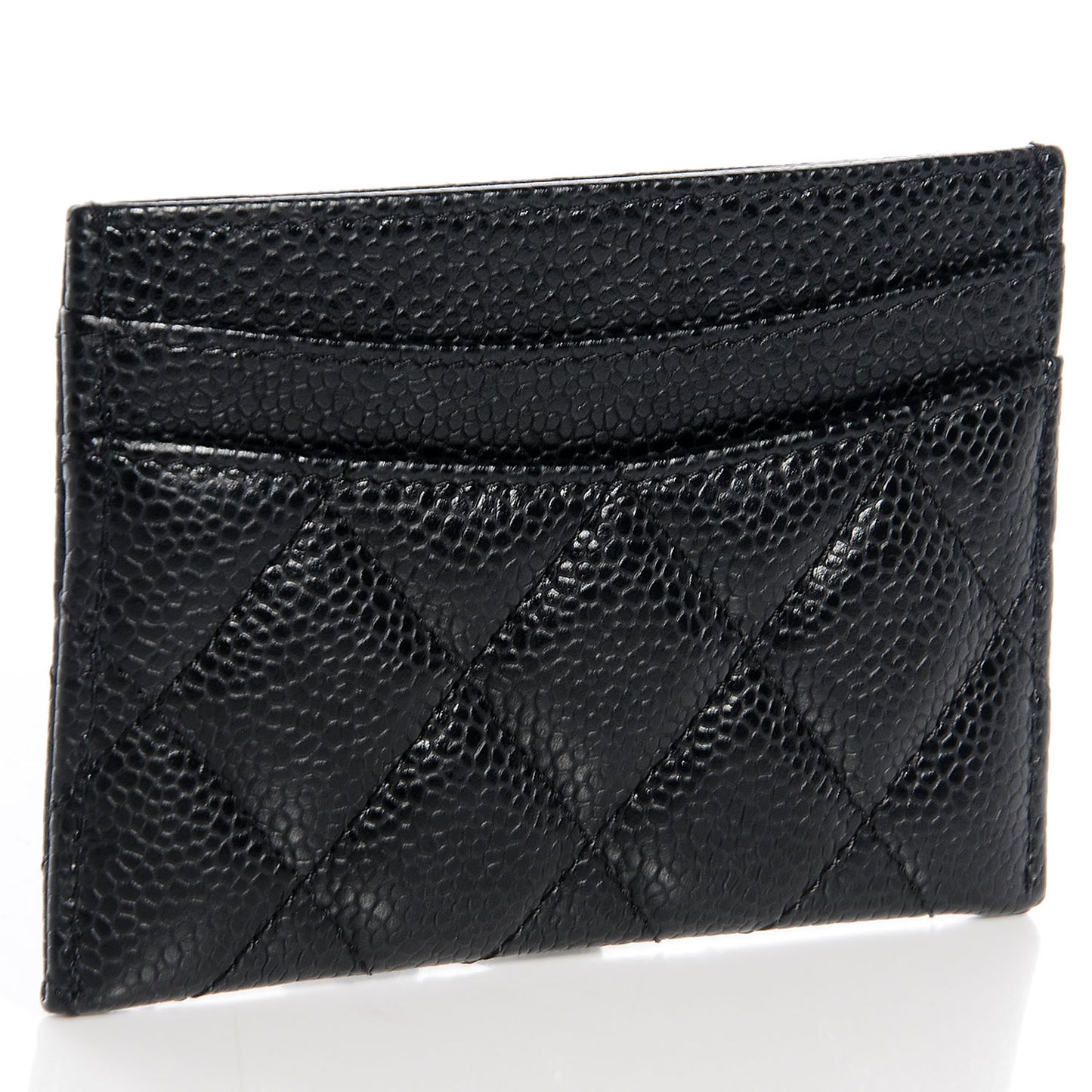 Caviar Quilted Card Holder Black