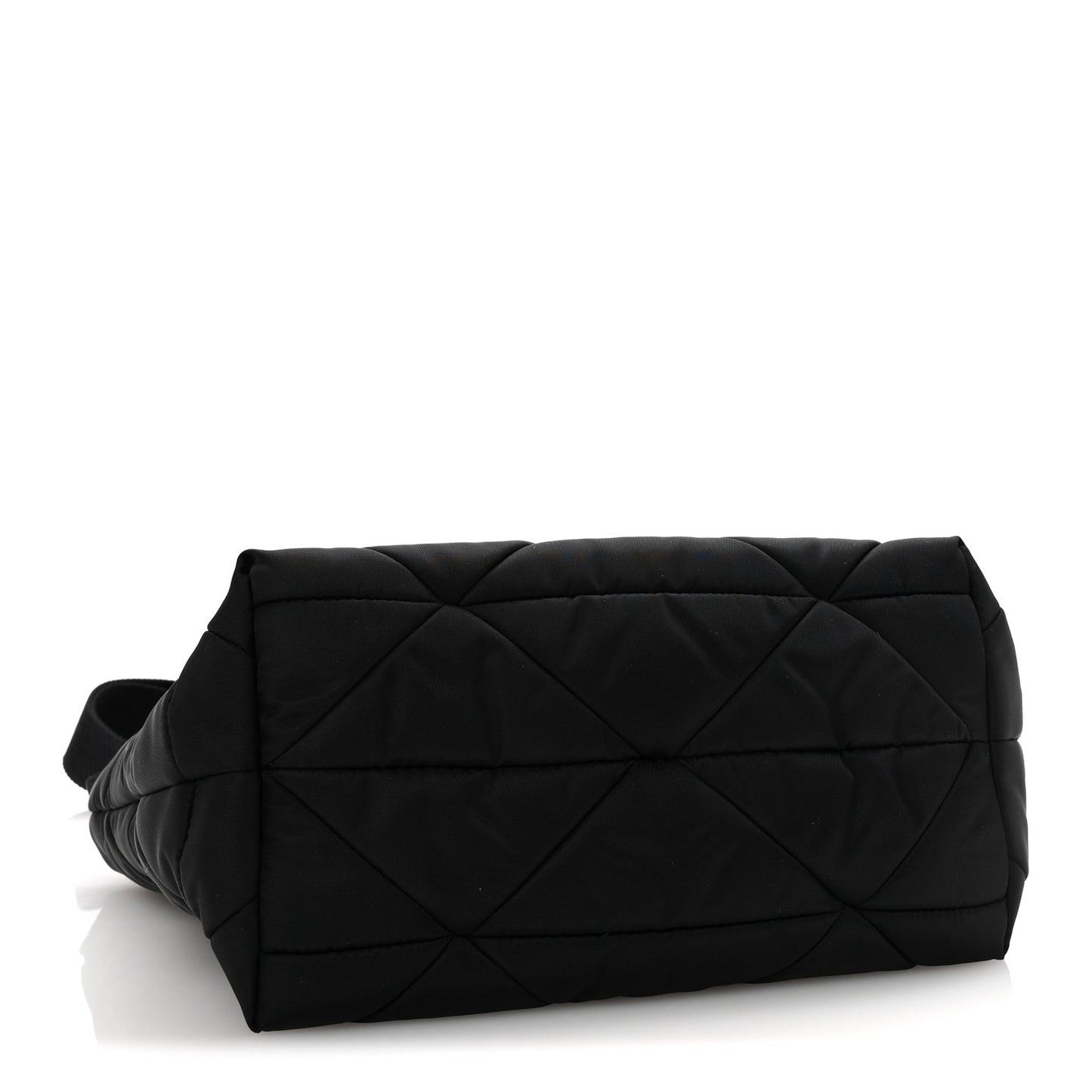 Re-Nylon Nappa Triangle Quilted Padded Double Handled Zip Pocket Tote Black