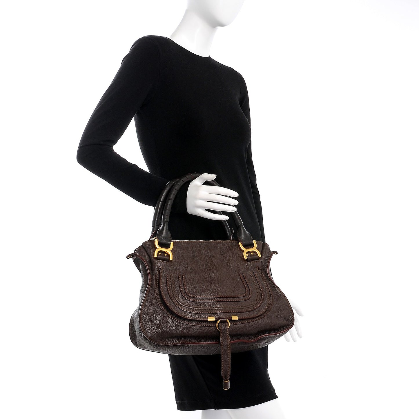 Calfskin Medium Marcie Satchel Truffle