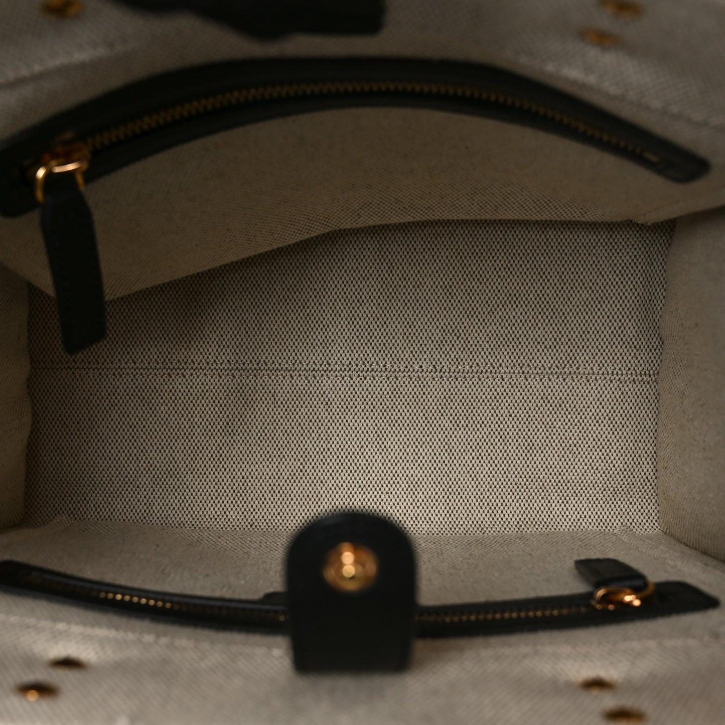 Canvas Calfskin La Medusa Small Tote Bag Beige