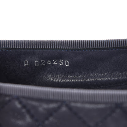 Chanel Iridescent Calfskin Quilted CC Cap Toe Ballerina Flats 37.5 Navy Tan 10 of 12