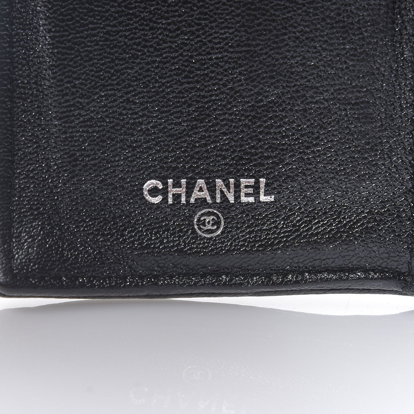 Calfskin Diamond Embossed Long Flap Wallet Black