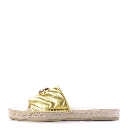 Gucci Metallic Nappa Matelasse GG Marmont Espadrille Slide Sandals 41 Oro 1 of 13