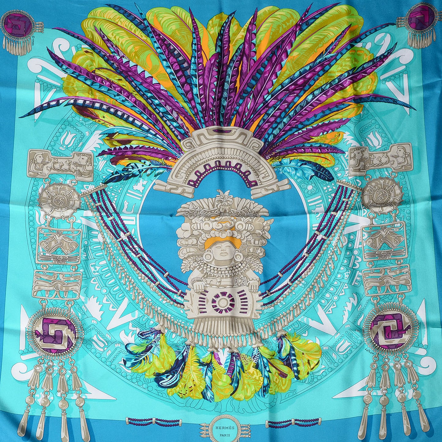 Silk Mexique Scarf 90 Cobalt Turquoise