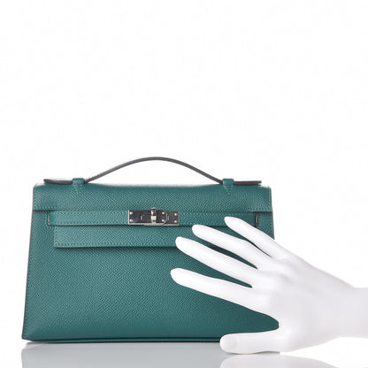 Hermes Epsom Kelly Pochette Clutch Malachite 2 of 24