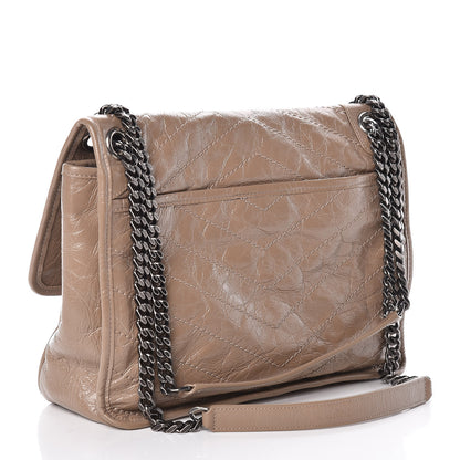 Saint Laurent Crinkled Calfskin Matelasse Monogram Medium Niki Chain Satchel Light Taupe 3 of 9