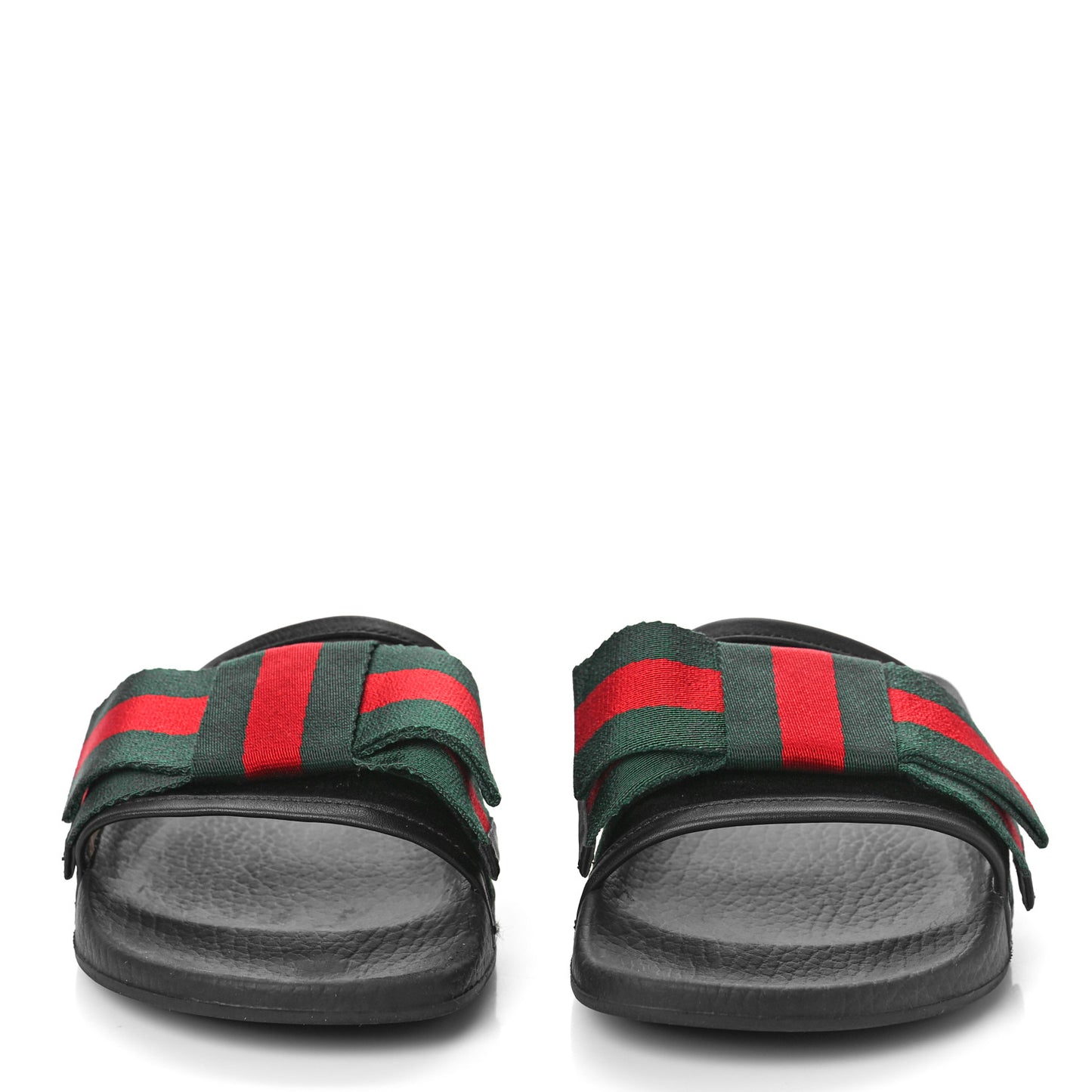 Satin Web Bow Slide Sandals 37 Black