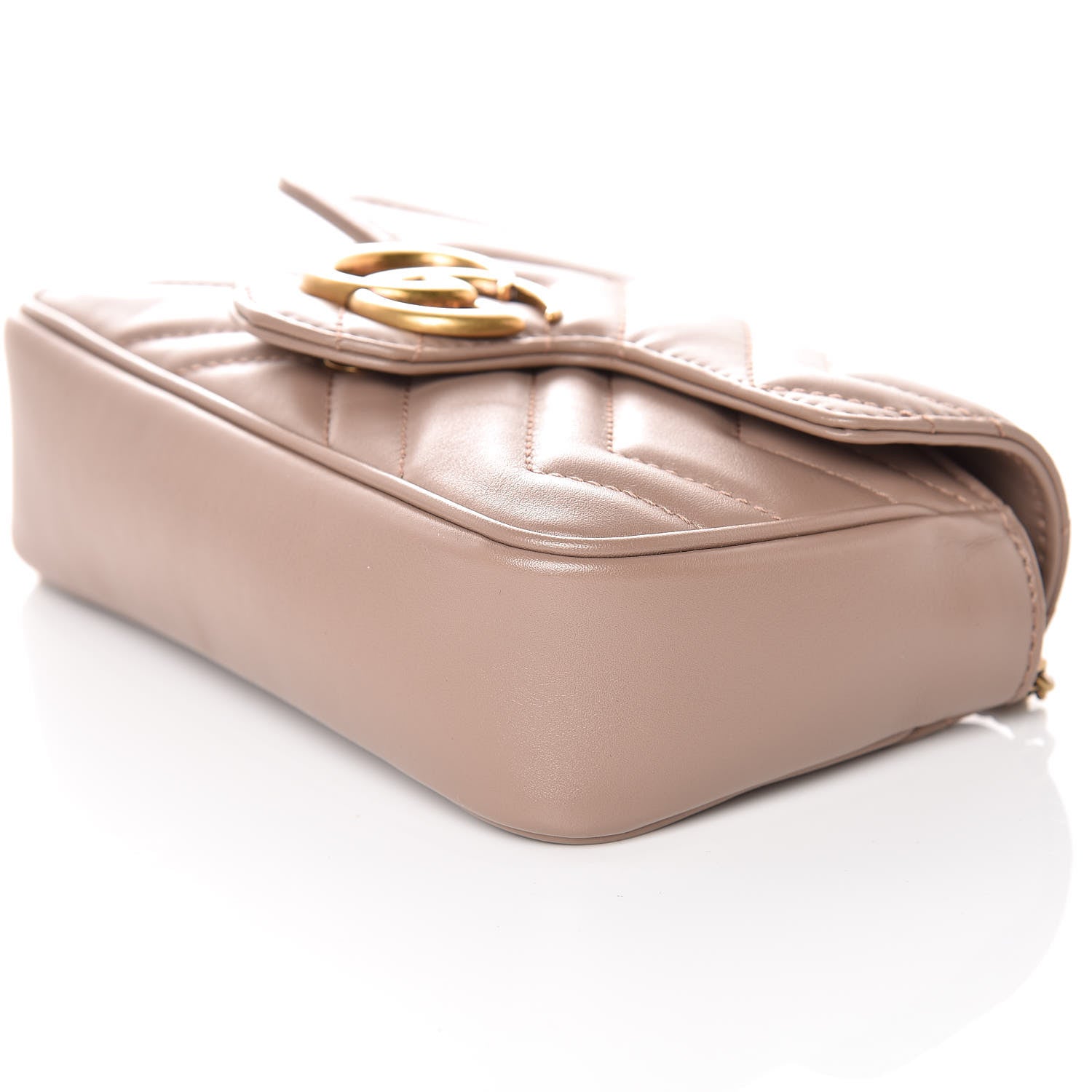 Gucci Calfskin Matelasse Super Mini GG Marmont Shoulder Bag Porcelain Rose 6 of 10