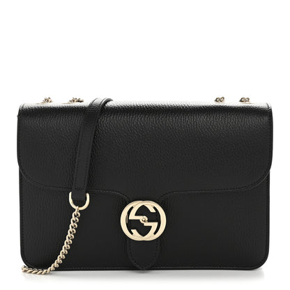 Gucci Dollar Calfskin Interlocking G Shoulder Bag Black 1 of 12