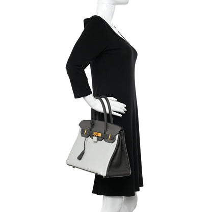 Hermes Taurillon Clemence Horseshoe Birkin 30 Gris Perle Etain Graphite 2 of 14