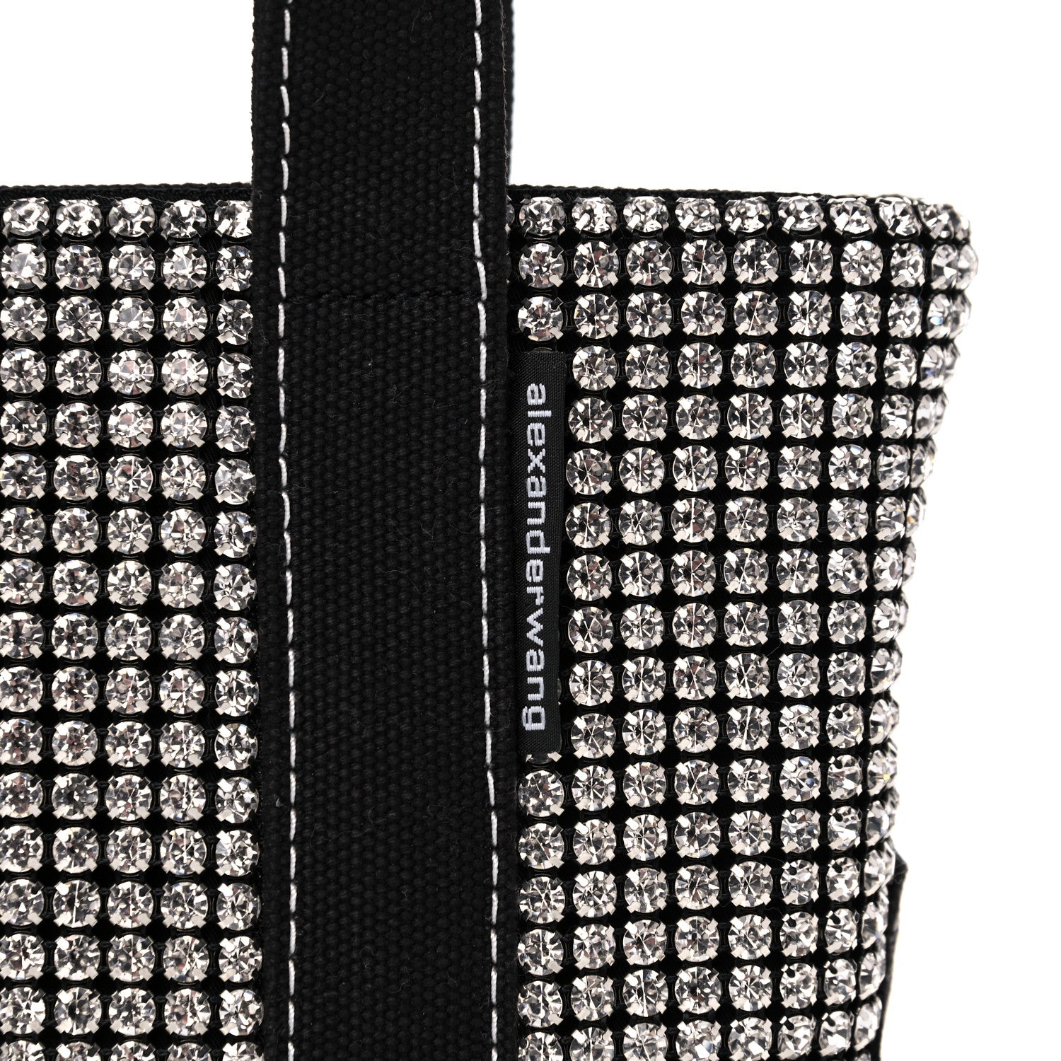 Alexander Wang Mesh Crystal Rhinestone Mini Cruiser Tote Black Silver 10 of 11