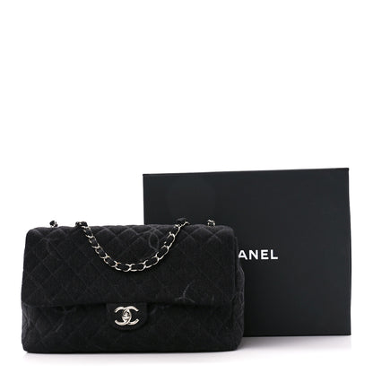 Chanel Denim Quilted CC Print Jumbo Single Flap Black 12 of 12