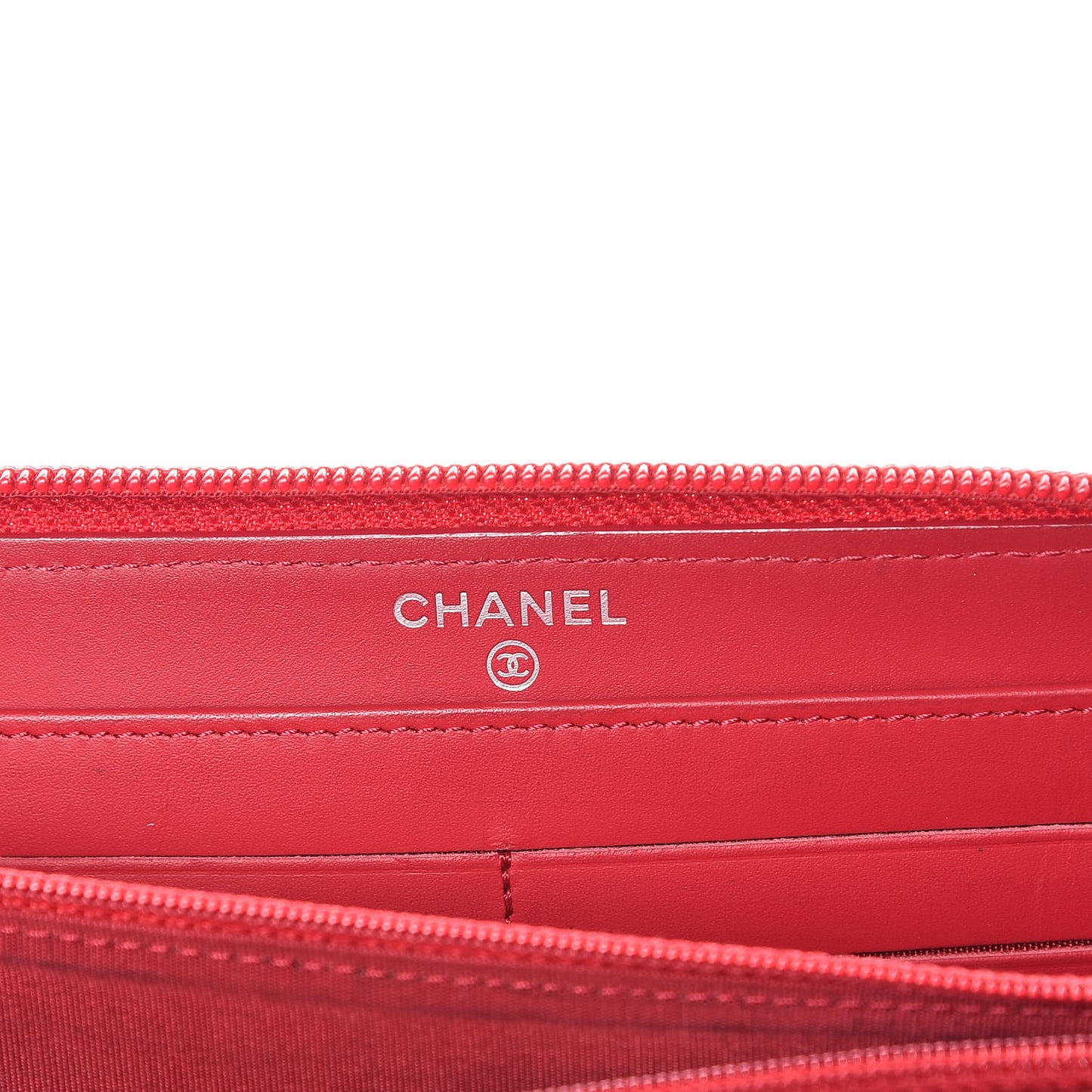 Caviar Large Timeless CC Gusset Zip Around Wallet Light Red