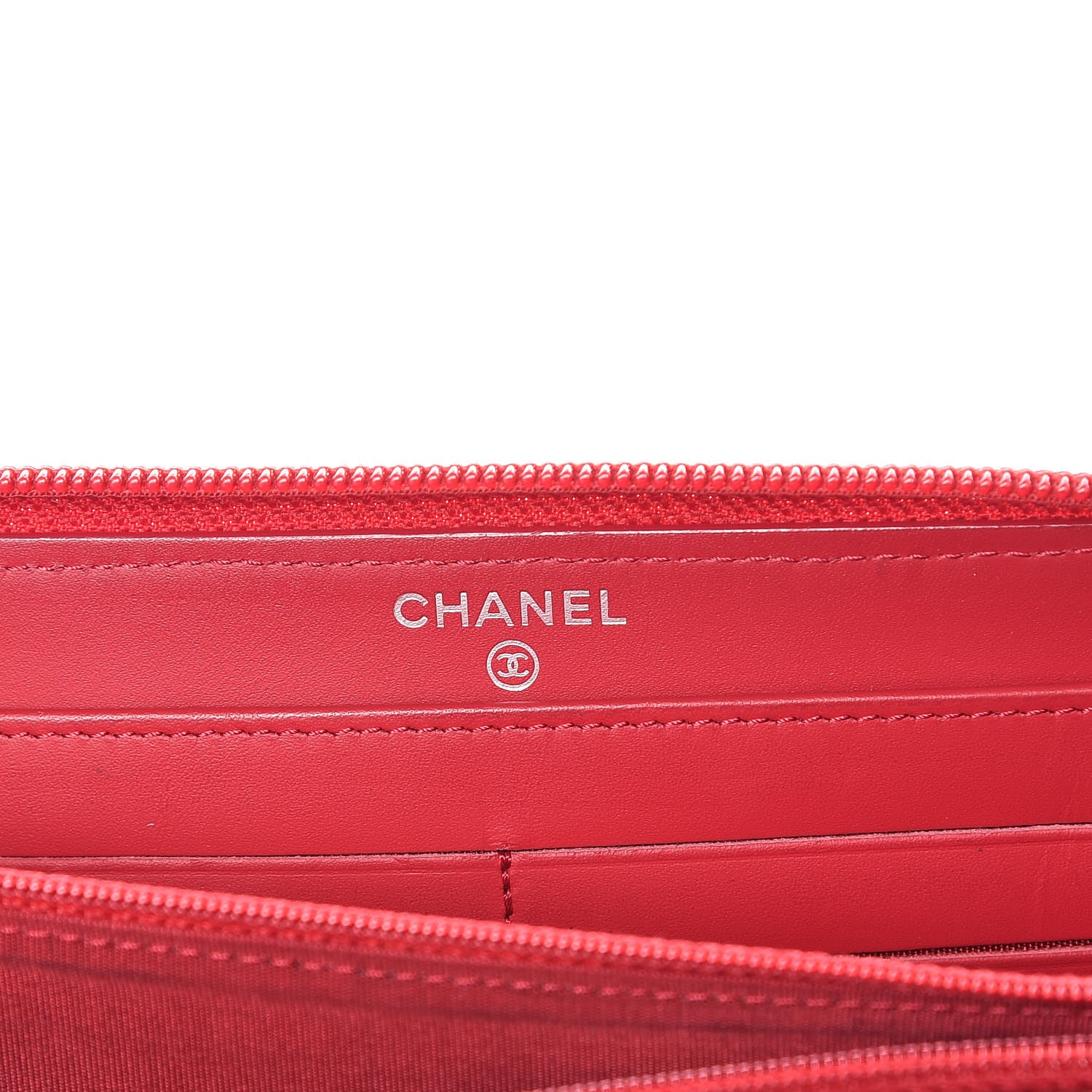 Chanel Caviar Large Timeless CC Gusset Zip Around Wallet Light Red 10 of 12