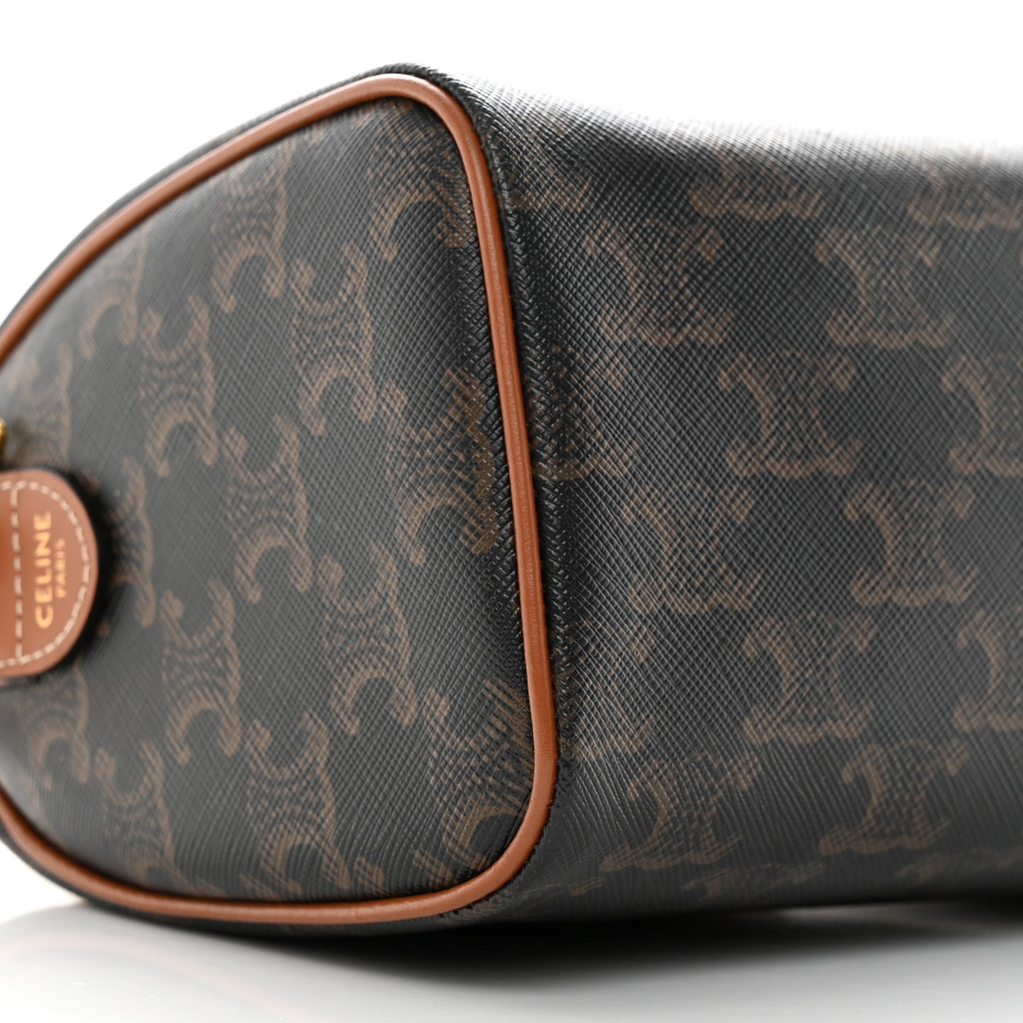 Triomphe Canvas Calfskin Small Boston Bag Tan