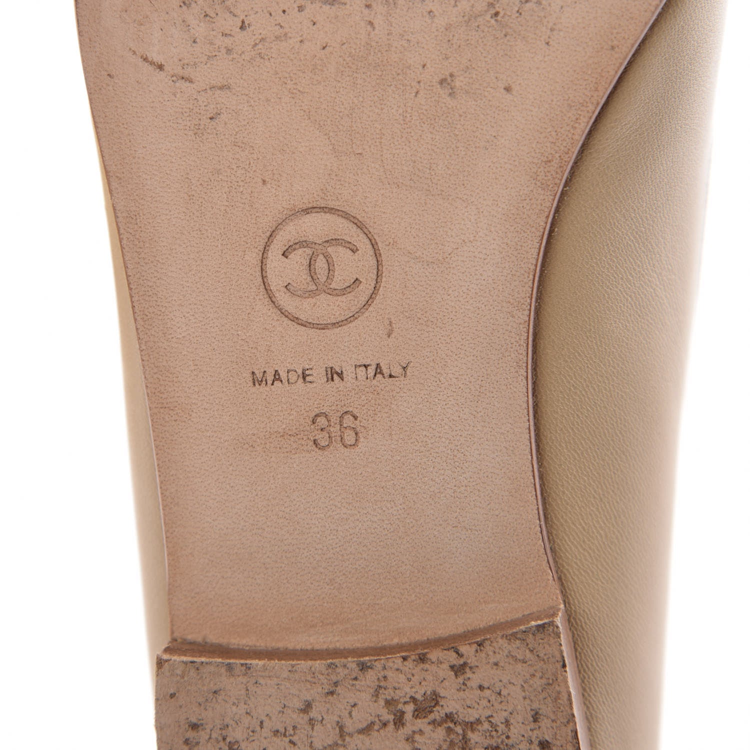 Chanel Lambskin Cap Toe CC Ballerina Flats 36 Beige 8 of 15