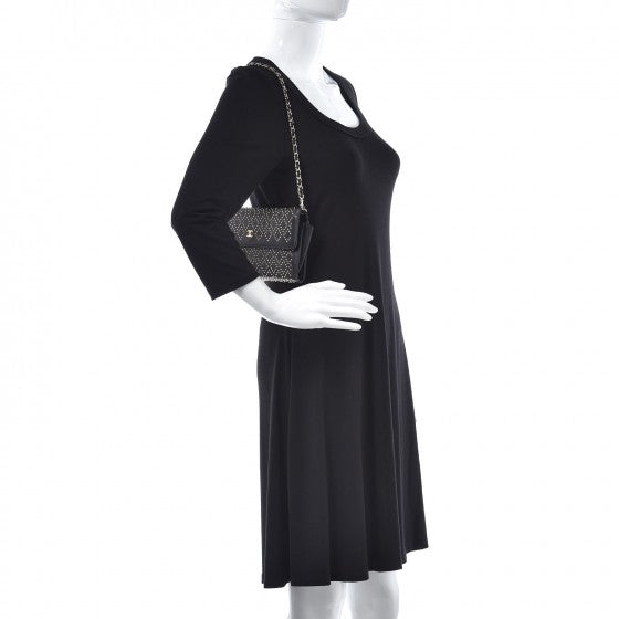 Chanel Lambskin Diamond Studded Chain Clutch Black 2 of 9