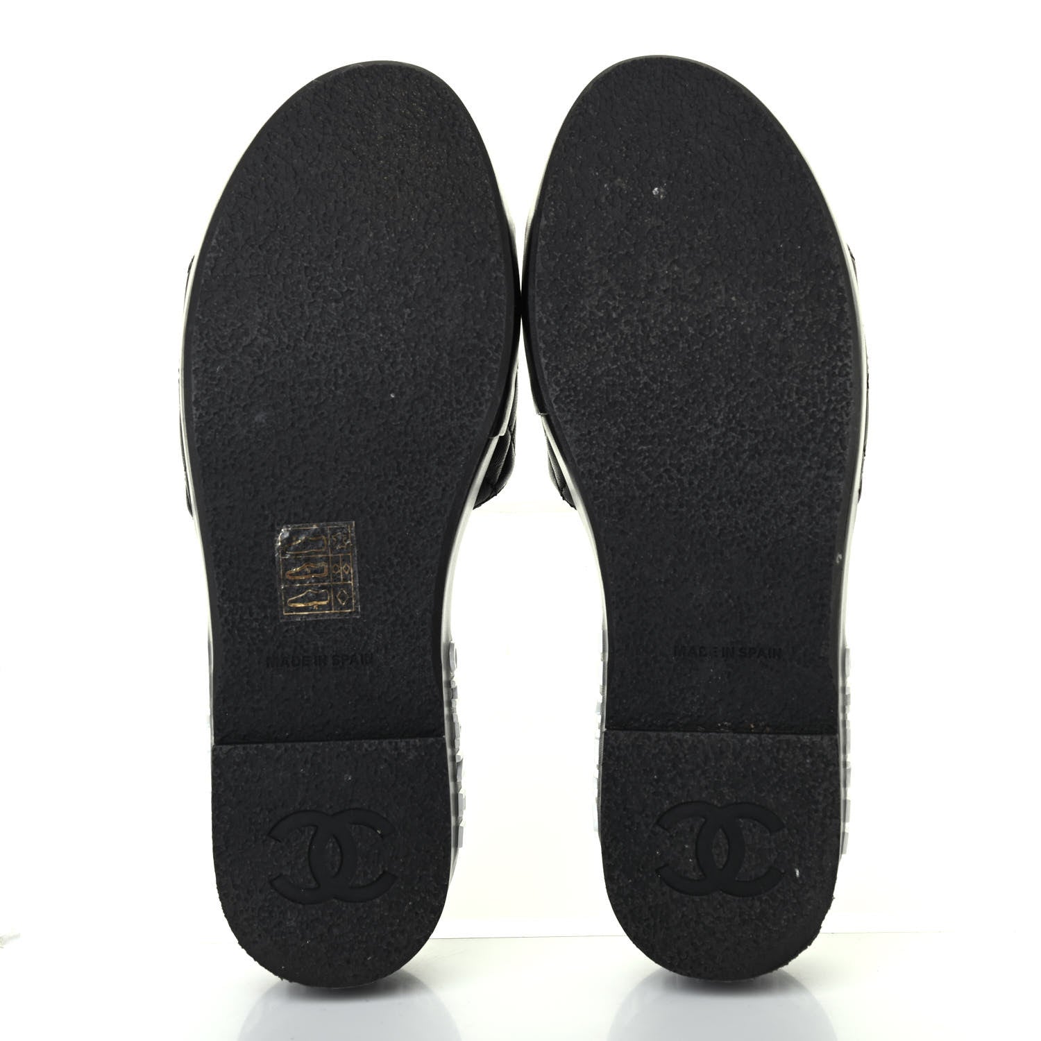 Chanel Lambskin Quilted CC Espadrille Slip On Sandals 36 Black 4 of 4