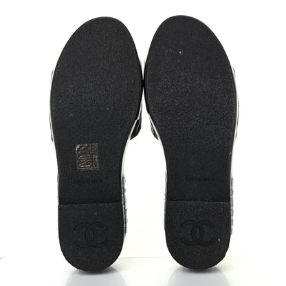 Chanel Lambskin Quilted CC Espadrille Slip On Sandals 36 Black 4 of 4