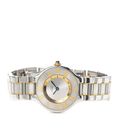 Cartier Stainless Steel 18K Yellow Gold 28mm Must De 21 Quartz Watch 2 of 6