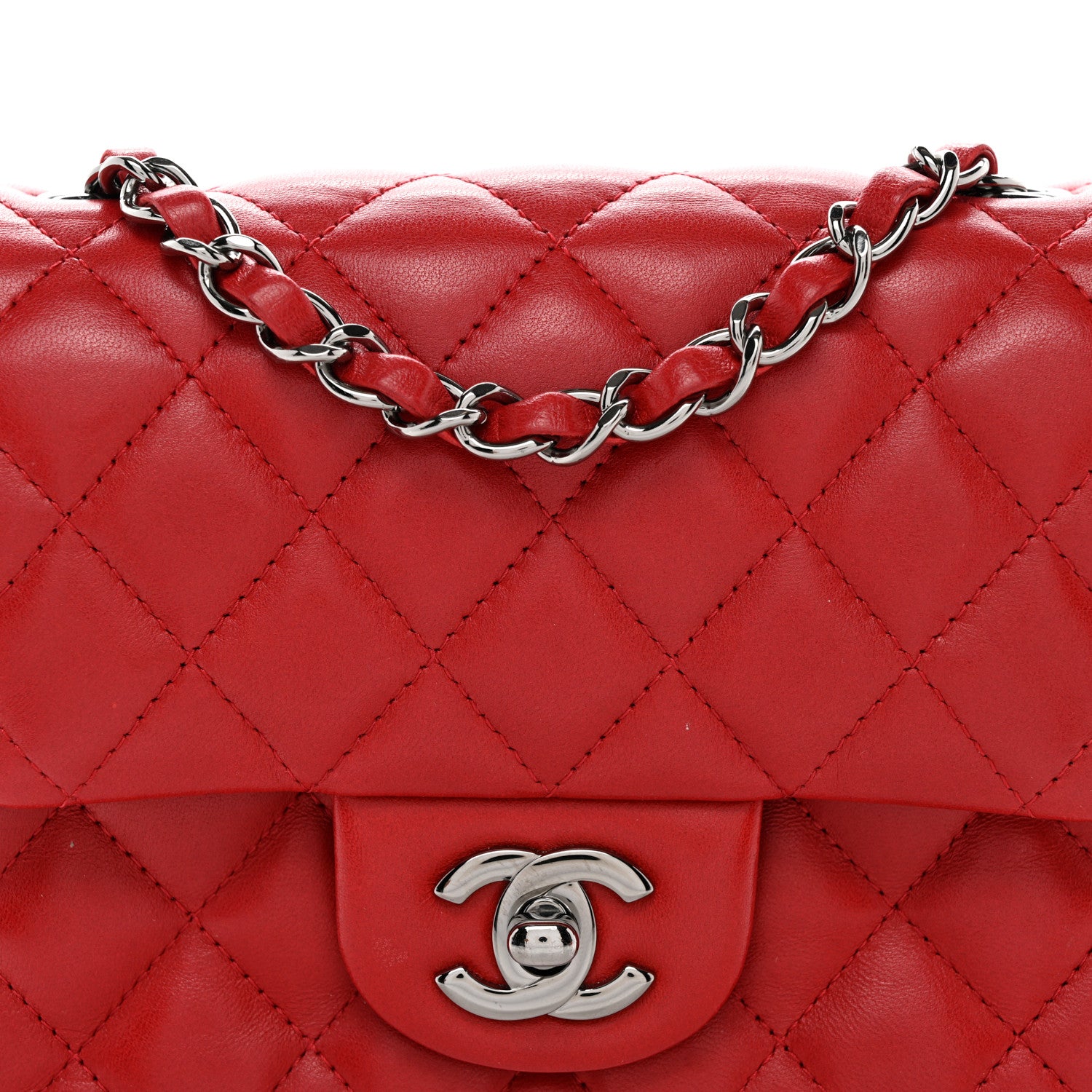 Chanel Lambskin Quilted Mini Square Flap Red 8 of 10