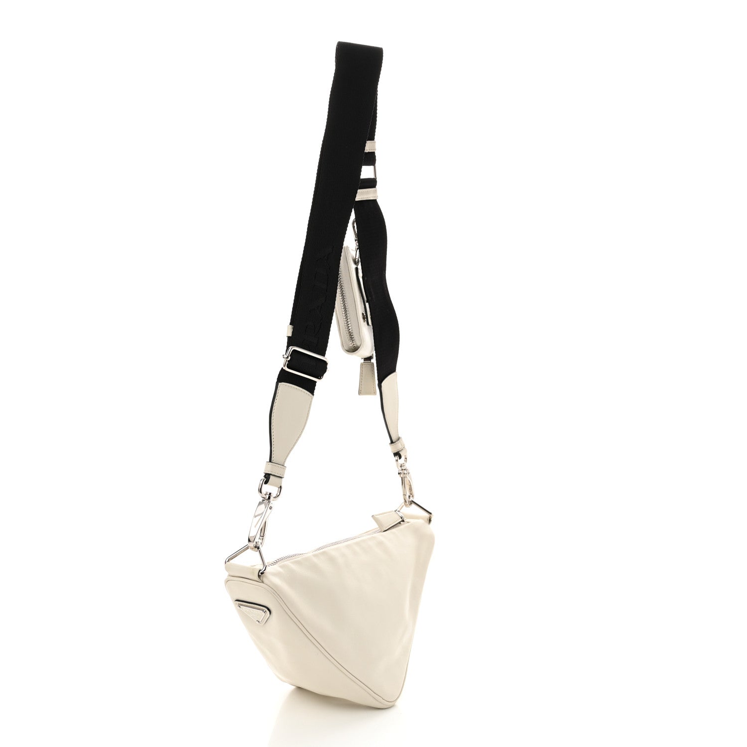 Prada Grace Lux Triangle Shoulder Bag White 3 of 11